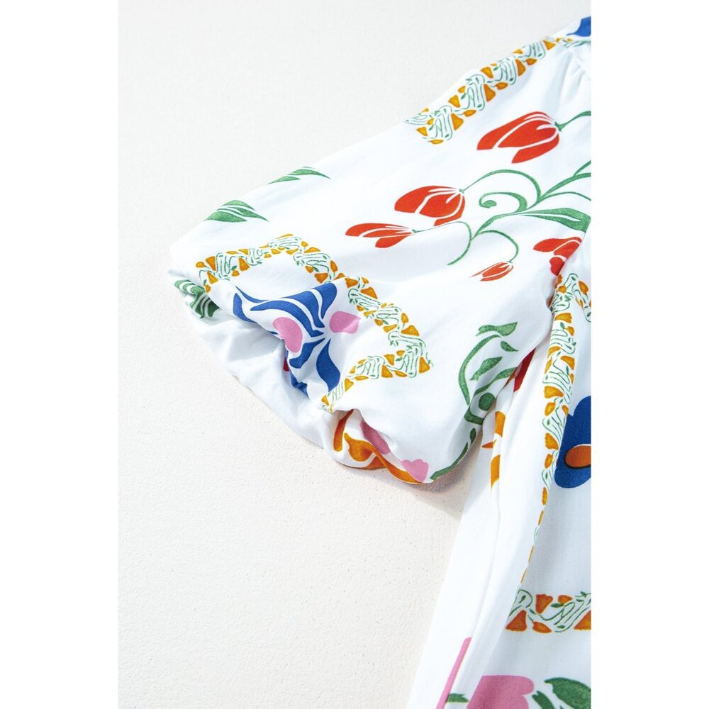 Pocketed Printed Half Sleeve Romper - Picture 6 of 11